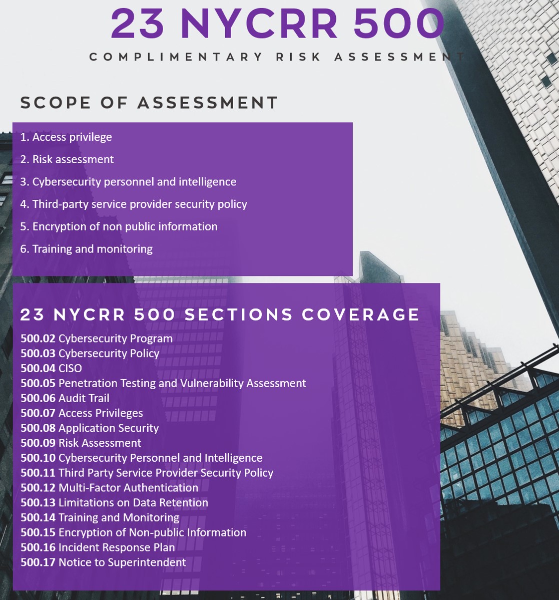 23 NYCRR Part 500 CompCiti assessment covid19
